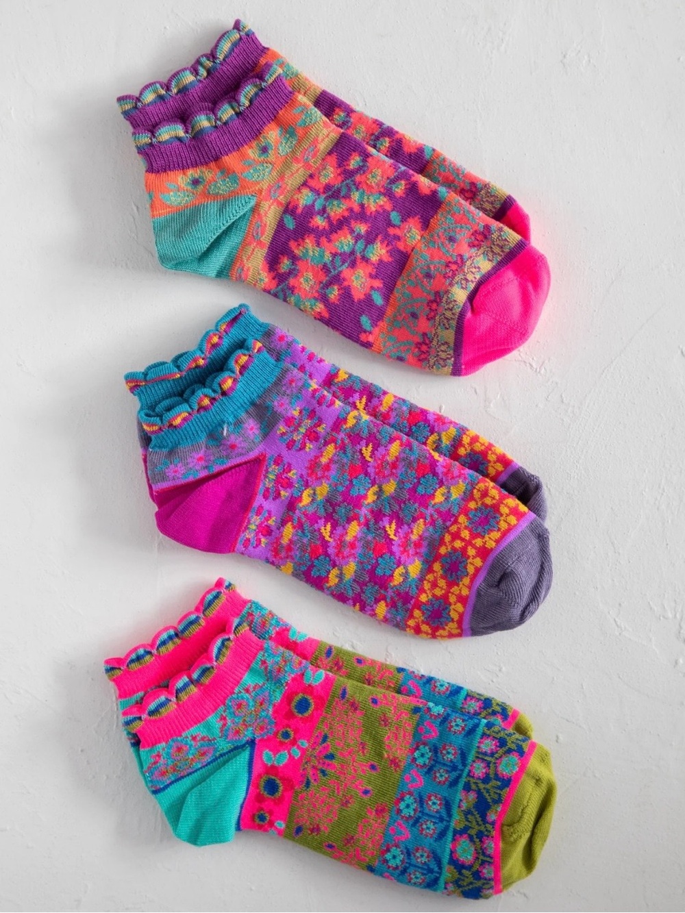 Natural Life Boho Colorful Ankle Socks, Set of 3